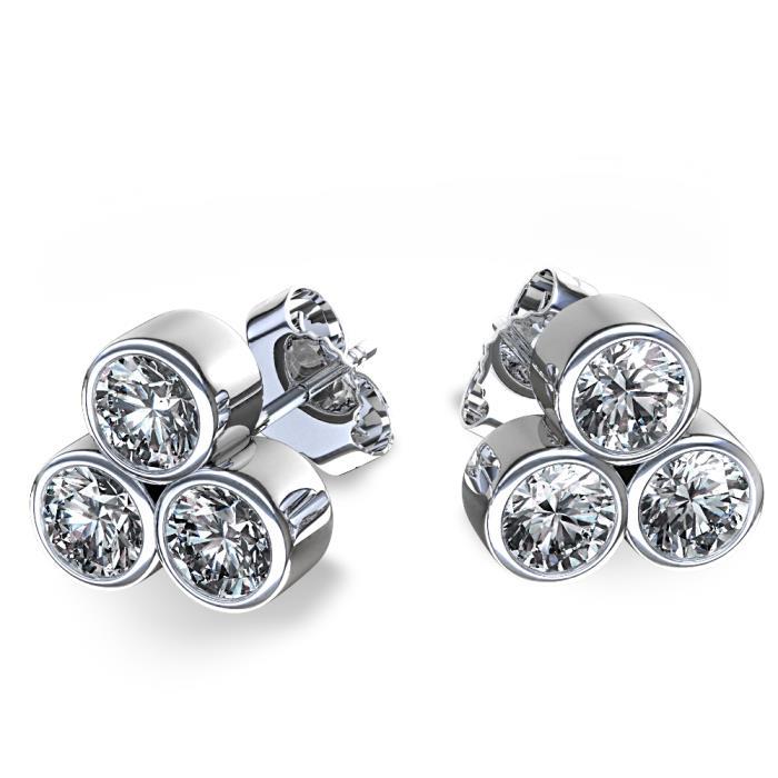  Women Jewelry Sparkling Unique Stud Earrings White Gold Diamond 