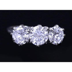 3 Stone Diamond Anniversary Ring 2.25 Carats Claw Prong Set Jewelry