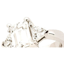 3 Carats Emerald Diamond Engagement Ring Three Stone Jewelry