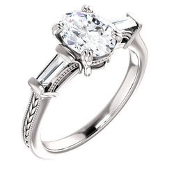 3 Stone Diamond Ring 2 Carats Vintage Style Women Jewelry New