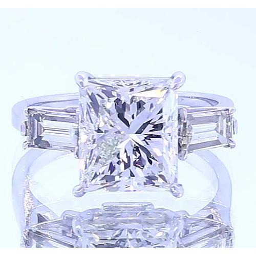 3 Stone Engagement Ring Princess Cut Diamond 3 Carats Jewelry Three Stone Ring