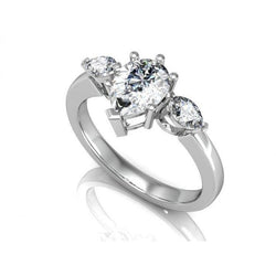 3 Stone Pear Cut 1.80 Ct Diamonds Anniversary Ring White Gold 14K