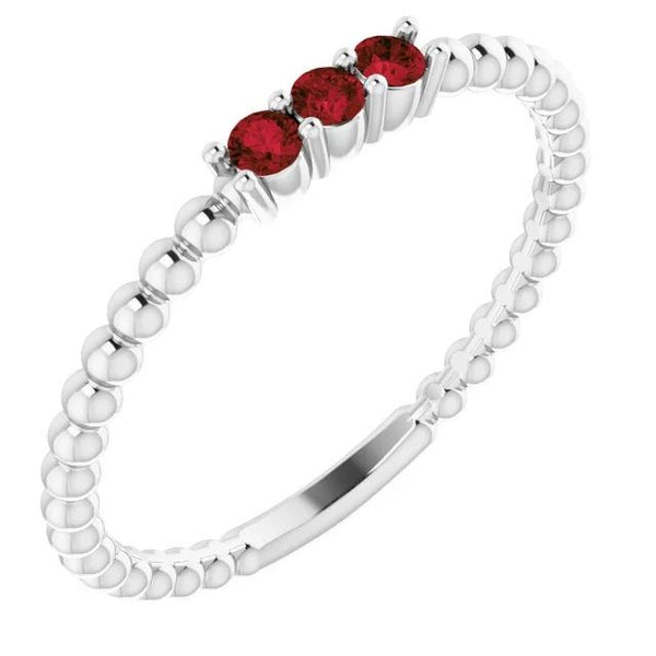 3 Stone Ring Round Burmese Rubies Best  Beaded Jewelry New Gemstone Ring