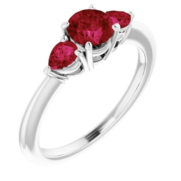 Best 3 Stone Ruby Prong Setting Ladies Jewelry Gemstone Ring