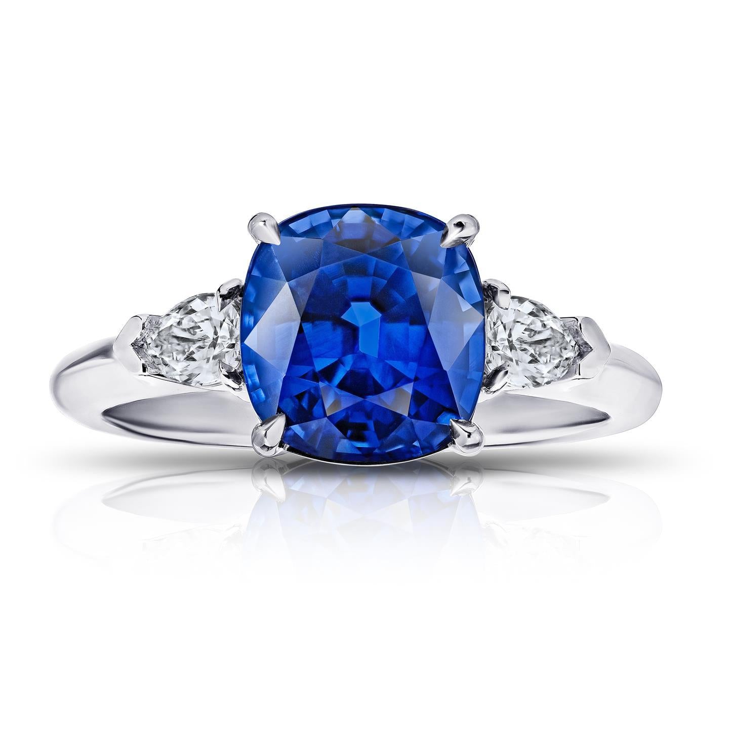 New Style Stone Sri Lankan Sapphire Diamonds 3.25 Carats Wedding Ring White Gold Gemstone Ring