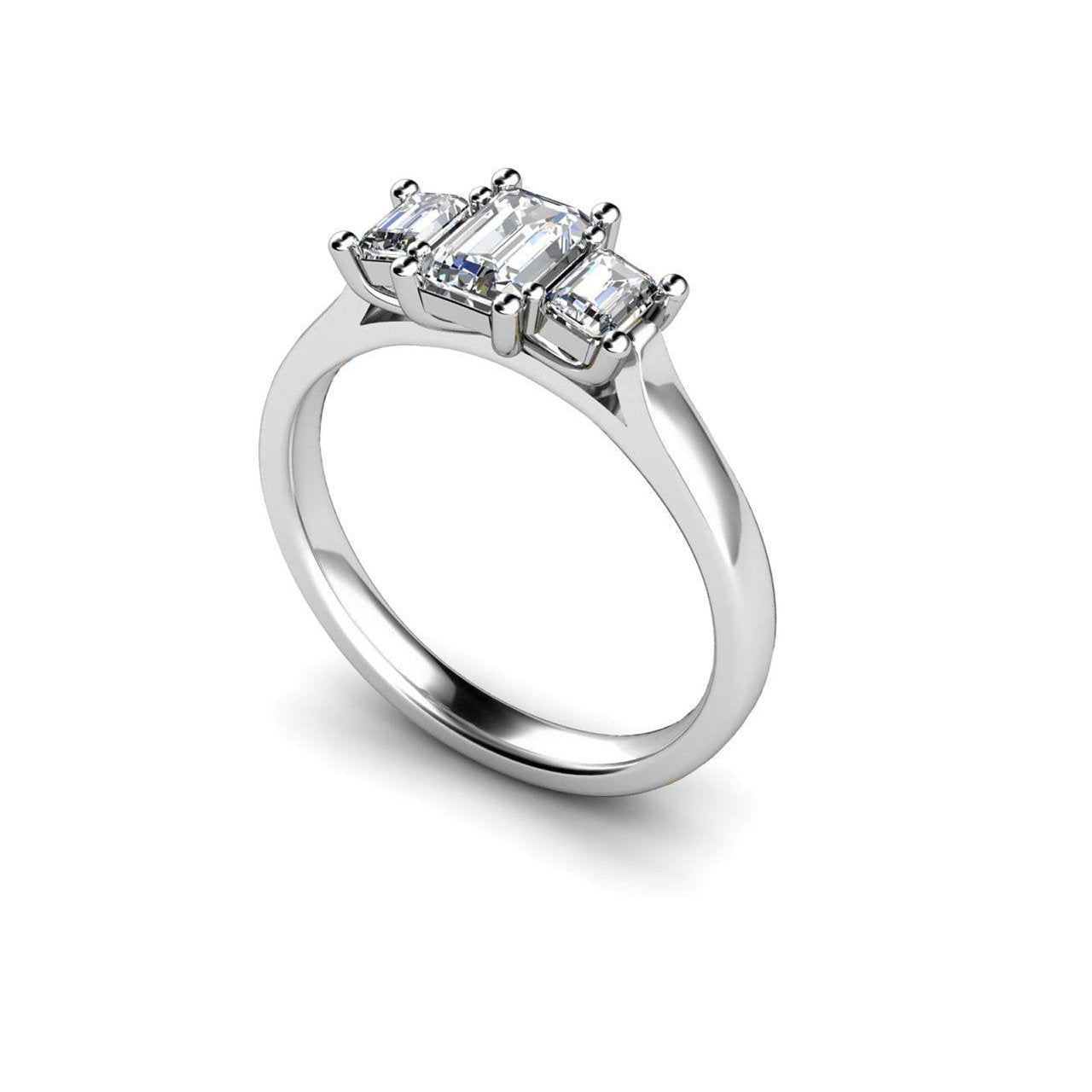 3 Stone Style 1.75 Carats Diamonds Engagement Ring 14K White Gold Three Stone Ring