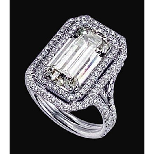 3.01 Ct. Lab Grown Diamonds Royal Engagement Fancy Ring Halo Emerald Center