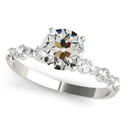 3.25 Carats Round Old Miner Genuine Natural Earth Mined Diamond Ring White Gold Women’s Jewelry