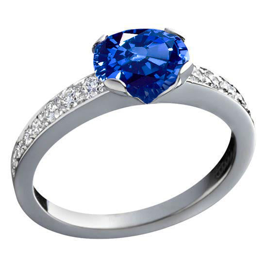 3.25 Ct Round Sri Lanka Sapphire Natural Earth Mined Diamonds Ring Gold 14K
