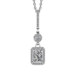 3.44 Ct Diamonds White Gold Love Spell Drop Pendant Necklace