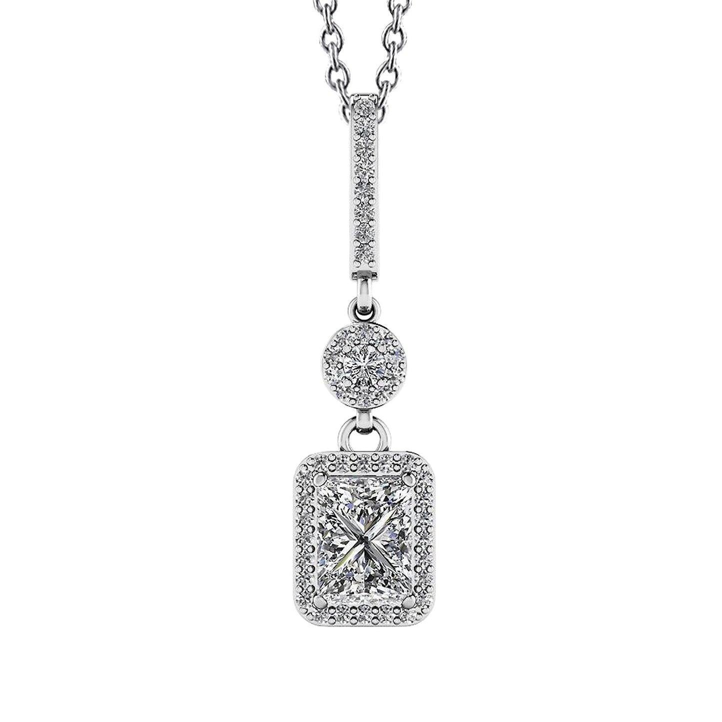 3.44 Ct Lab Grown Diamonds White Gold Love Spell Drop Pendant Necklace