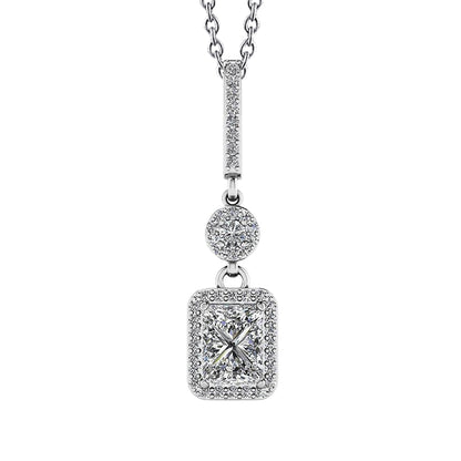 3.44 Ct Lab Grown Diamonds White Gold Love Spell Drop Pendant Necklace