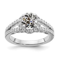 3.50 Carats Halo Round Old Mine Cut Natural Earth Mined Diamond Ring Split Shank Gold