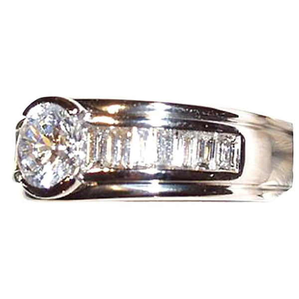 3.50 Cts. Round & Baguette Diamonds Fancy Ring Engagement Jewelry