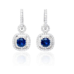 3.50 Ct Kashmir Sapphire With Natural Earth Mined Diamonds Lady Dangle Earrings