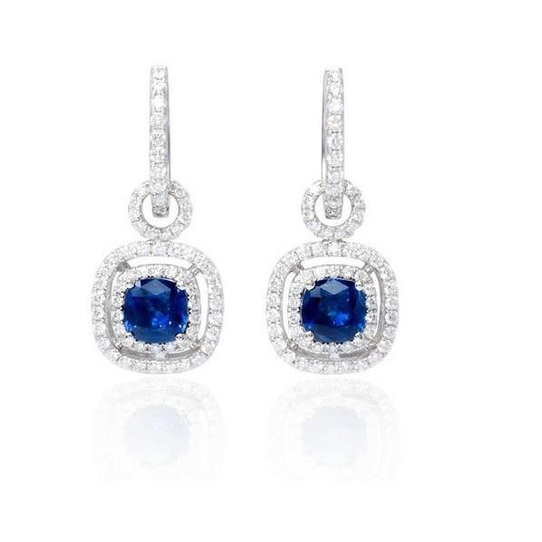 3.50 Ct Kashmir Sapphire With Natural Earth Mined Diamonds Lady Dangle Earrings