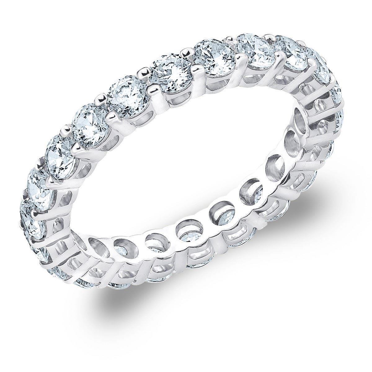 3.50 Ct Round Natural Earth Mined Diamonds Eternity Engagement Band Gold White 14K