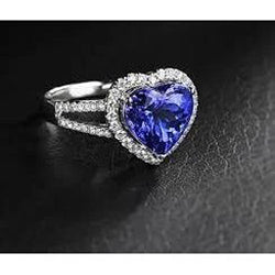 Women Jewelry Ceylon Blue Sapphire Diamond Ring White Gold