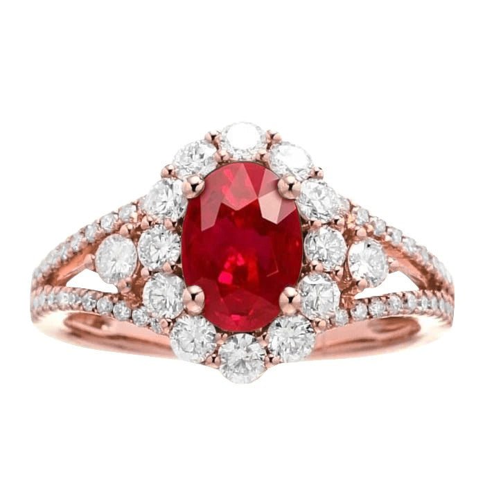 Best Quality Red Ruby And Diamond Wedding Ring Rose Gold