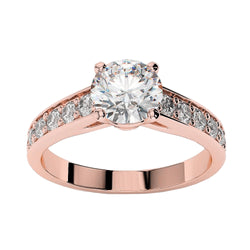 3.75 Carats Round Accented Diamond Wedding Ring Rose Gold 14K