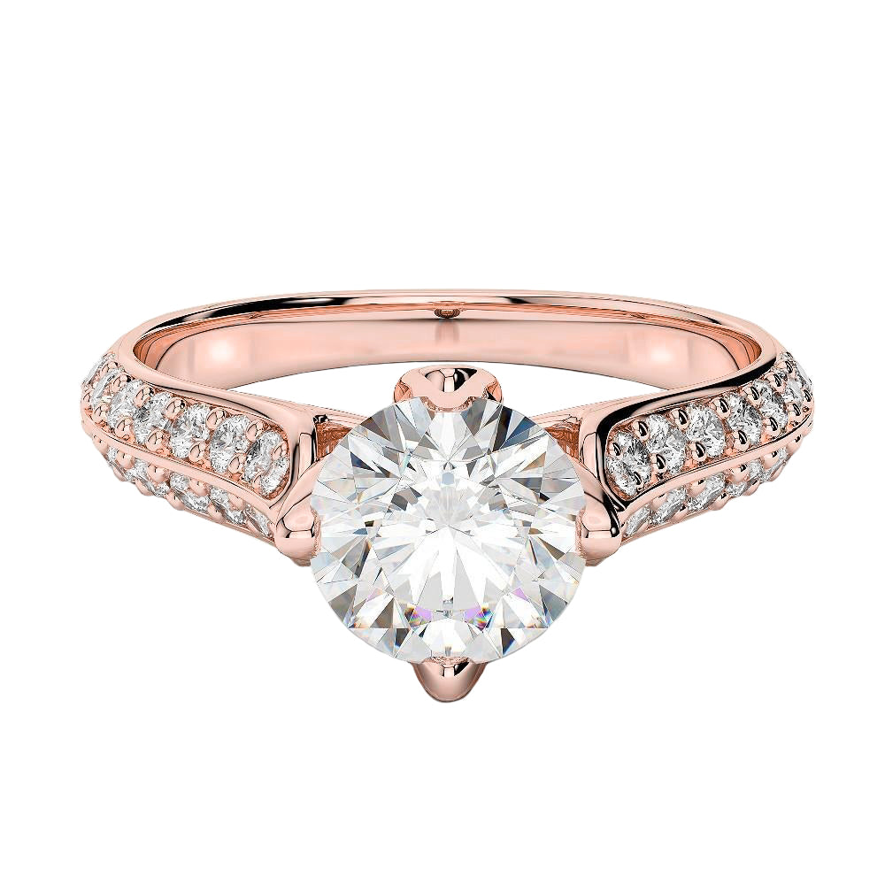 3.75 Carats Round Cut Real Natural Earth Mined Diamonds Engagement Ring New Rose Gold 14K