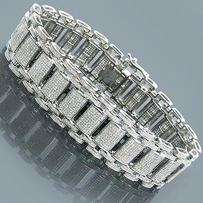 30 Carats Round Diamond Tennis Mens Bracelet Solid White Gold 14K Tennis Bracelet