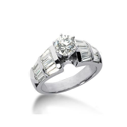 Big Size Round Sparkling Unique Lady’s Solitaire Ring with Accents White Gold Diamond  