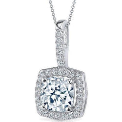 2.24 Carats Cushion And Round Cut Lab Grown Diamonds Pendant Necklace