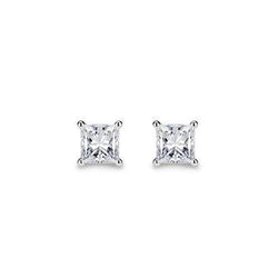 3.00 Carats Diamonds Ladies Studs Earrings Princess Cut White Gold 14K
