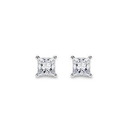  Princess Cut  Lady’s Brilliant Engagement White Gold Diamond Stud Earrings