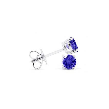  Lady’s  Round Anniversary Prong Set Round Cut Tanzanite Studs Earrings     Gemstone Earring
