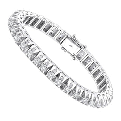 12 Carats Round Cut Natural Earth Mined Diamonds Men's Tennis Bracelet WG 14K