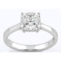 3 Carats Cushion Diamond Solitaire Engagement Ring White Gold 14K New
