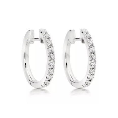 brilliant Sparkling Round Cut Diamonds Hoop Earrings White Gold 