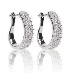 3.00 Ct Brilliant Cut Diamonds Ladies Hoop Earrings Gold White 14K