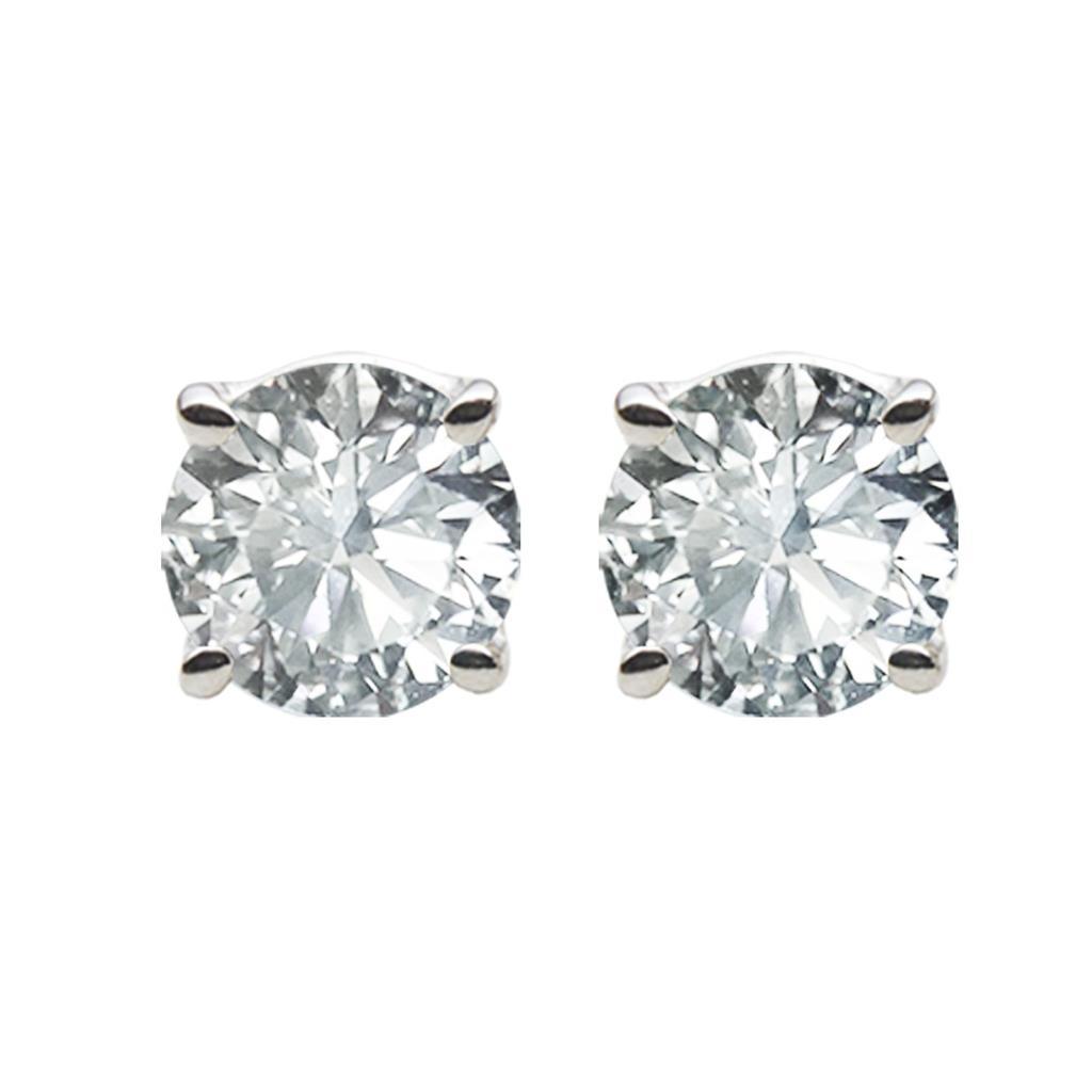 natural round diamond 3.00ct earring front view
