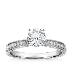 3 Ct Solitaire With Accents Round Cut Natural Earth Mined Diamonds Wedding Ring