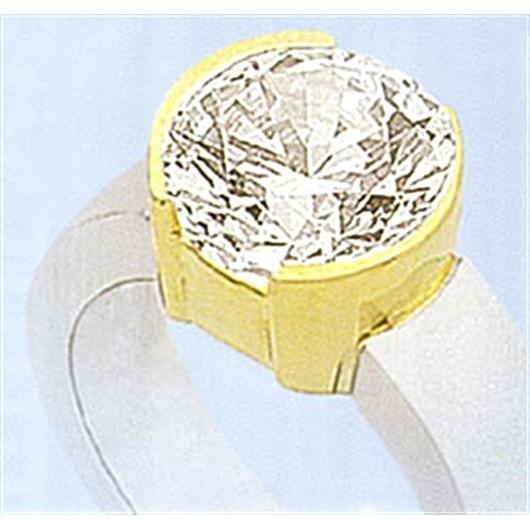 Half Bezel Solitaire Ring Two Tone Gold 14K