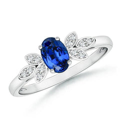 2.85 Carats Ceylon Blue Sapphire And Diamonds Ring White Gold 14K