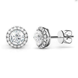 3.10 Carats Brilliant Cut Natural Earth Mined Diamonds Women Stud Halo Earrings