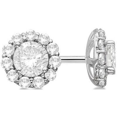 New Round Diamond Stud Halo Earring White Gold Fine Jewelry 