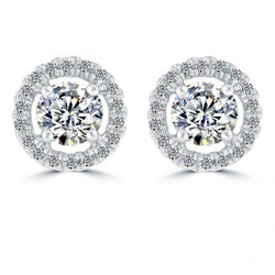2.40 Ct. Round Halo Diamond Earring White Gold Sparkling Gold Jewelry