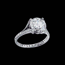 3.11 Carats Real Natural Earth Mined Diamond Royal Engagement Ring Set With Accents White Gold