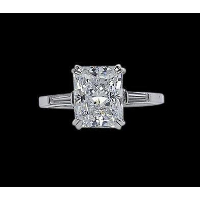 3.11 Ct.Radiant Center Diamond Three Stone Anniversary Ring Three Stone Ring