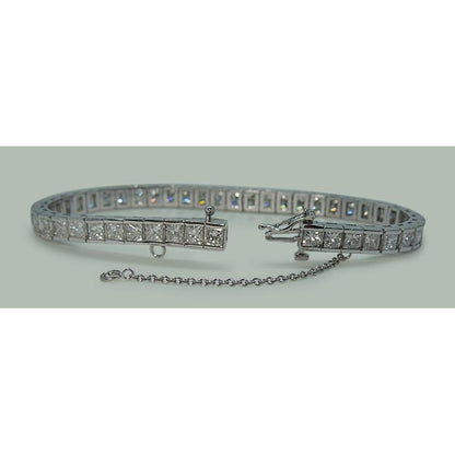Tennis Bracelet 11.5 Carats Princess Diamonds Solid White Gold