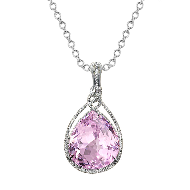 natural round kunzite 32.50ct pendant front view