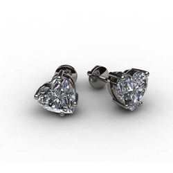 3.20 Carats Heart Shape Diamond Women Stud Earring Gold White Gold14K