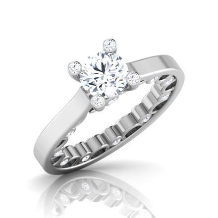 Brilliant Cut Bezel Unique Solitaire White Gold Diamond Anniversary Ring 