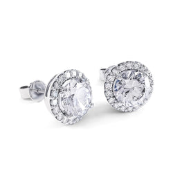 2.40 Ct Brilliant Cut Diamonds Women Studs Earrings Halo