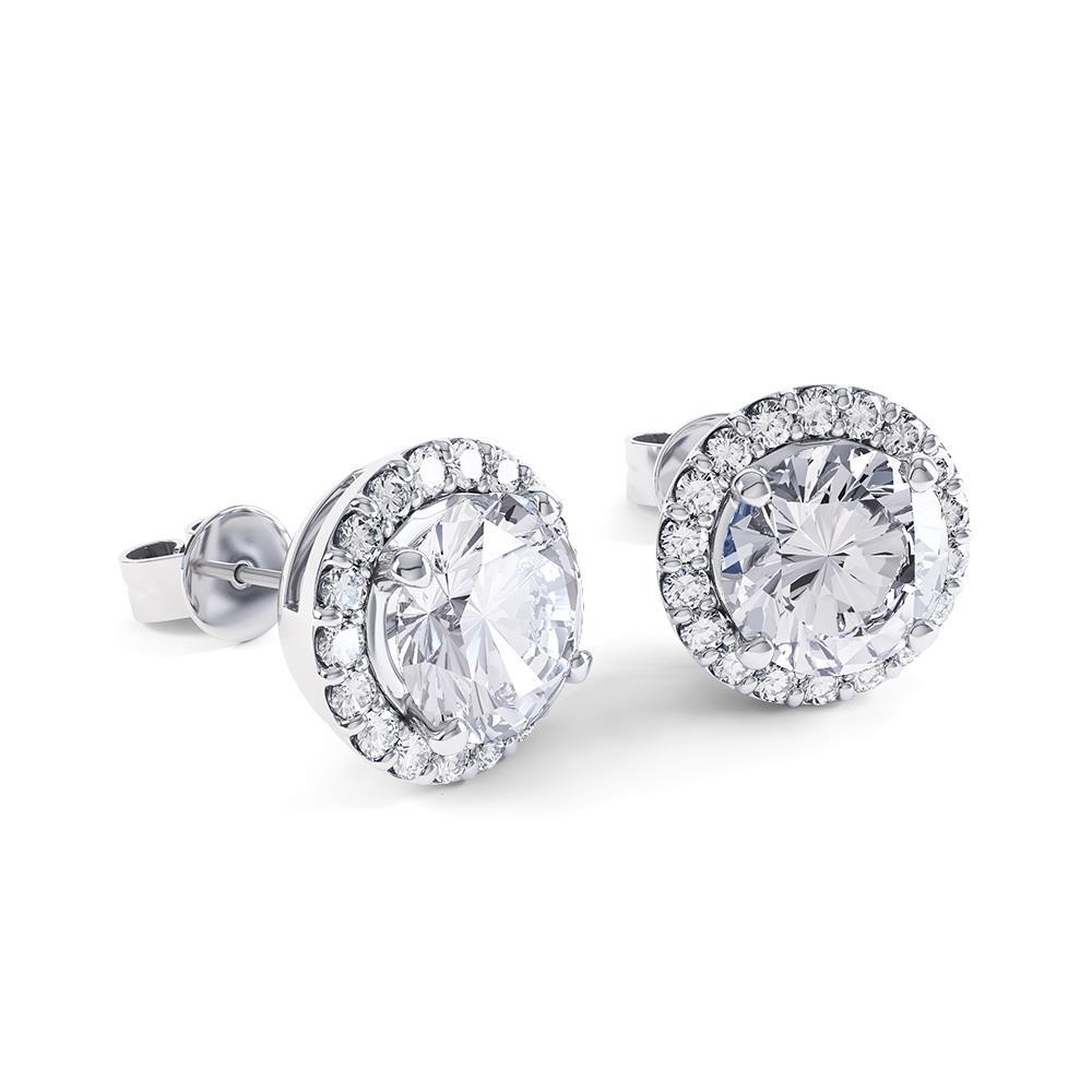 3.20 Ct Brilliant Cut Diamonds Women Studs Earrings Halo Halo Stud Earrings